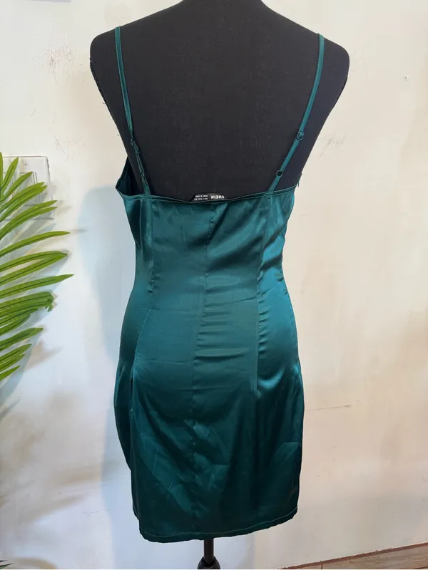 SHEIN Emerald Satin Cowl Neck Mini Slip Dress - Image 2