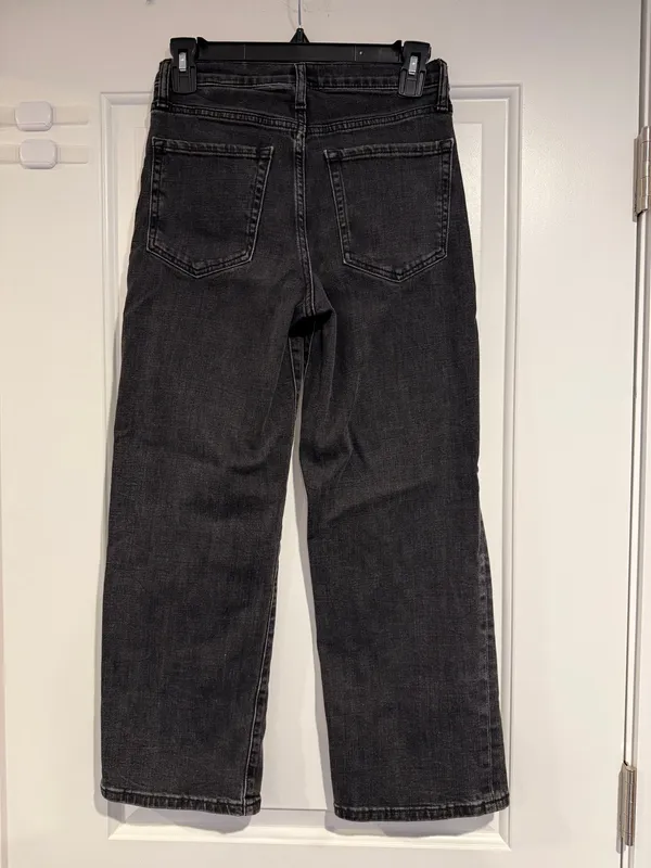 Banana Republic Premium Denim High Rise Wide Leg Crop Jean Women's US 25 Black - Image 6