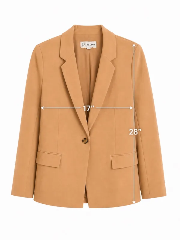 The Drop Blake Long Blazer Women’s Small Praline Tan Single Button Stretch - Image 7
