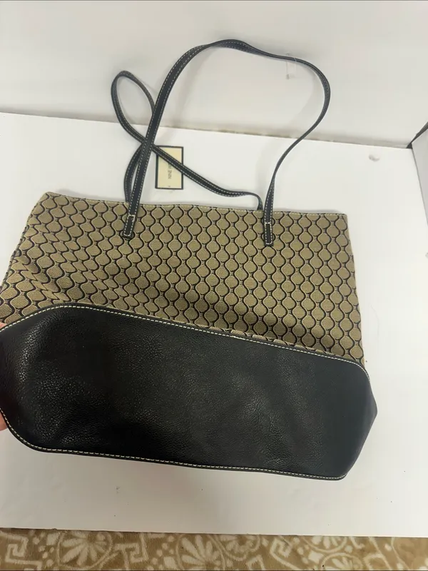 Nine West Tan and Black Geometric Tote - Image 3