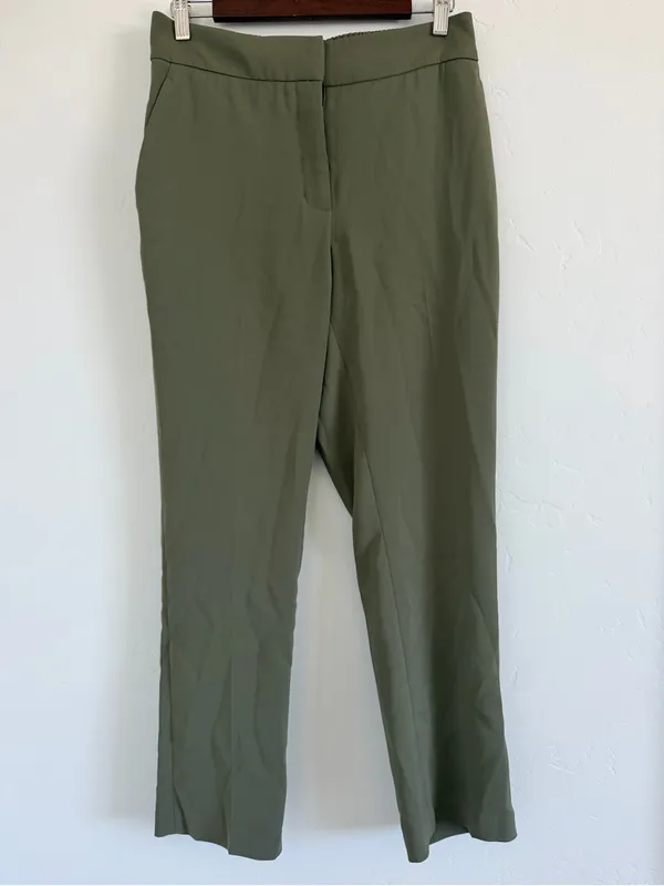 Quince Stretch Crepe Ankle Pants Size 8 Olive Green Pull On Work Pants - Image 2