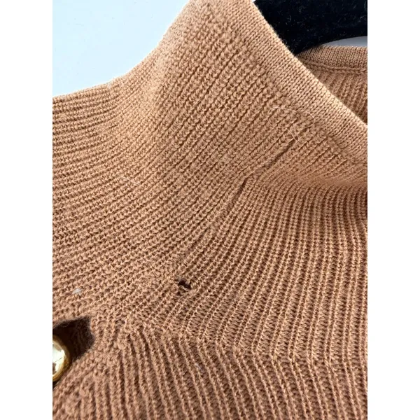 Alice + Olivia Sweater Womens S Tan Wool Gold Hardware Mock‎ Neck Luxury - Image 7