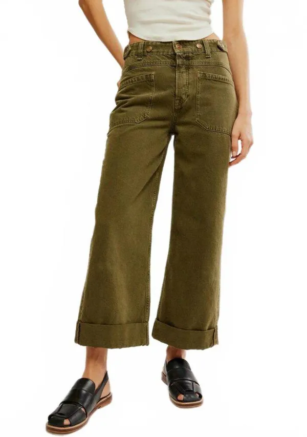 We The Free Palmer Wide Leg Jeans Free People Green NWT Size 28 - Image 2
