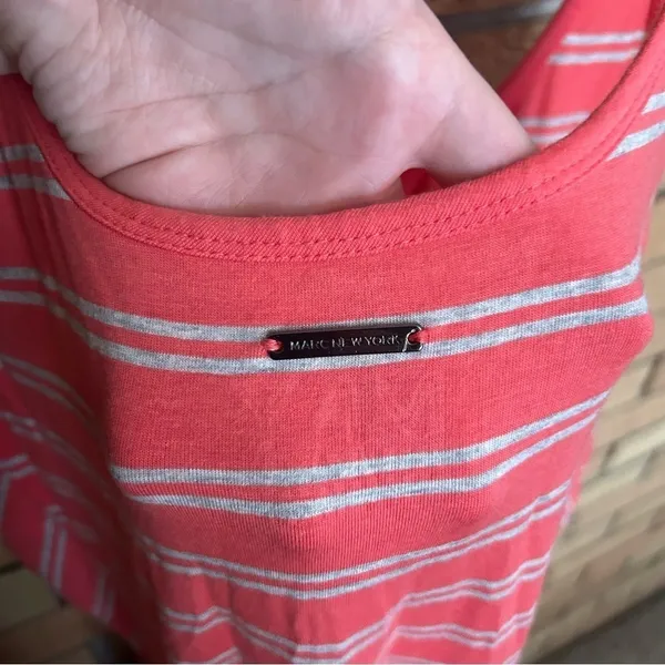 MNY MARC NEW YORK Coral Gray Striped Sleeveless Casual Performance Dress Size XL - Image 4