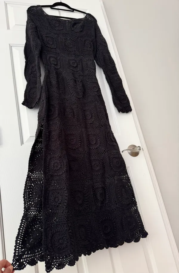 Anthropologie Bohemian Crochet Knit Midi Dress, Size S - Image 8