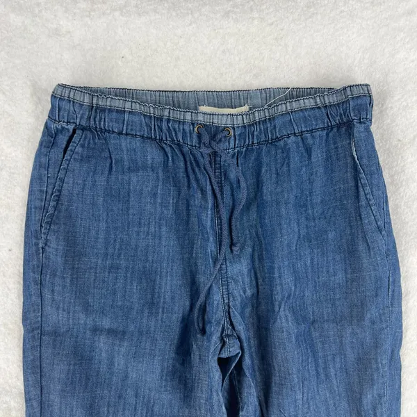 Life In Progress Casual Jogger Pants Womens‎ XS Blue Chambray Cotton Tapered Leg - Image 2