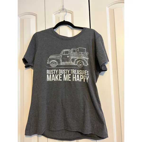 Rusty Dusty Treasures Make Me Happy Graphic T Shirt‎ XL Charcoal Gray - Image 2