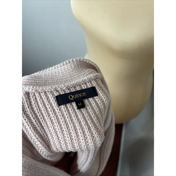 Quince Sweater Cardigan Womens M Pink 100% Organic Cotton V Neck Chunky Knit - Image 8