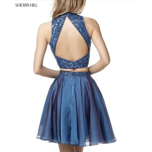 Sherri Hill 2 Piece Chiffon Skirt/Embellished Top Blue Size 6 Style 51296 Formal - Image 4