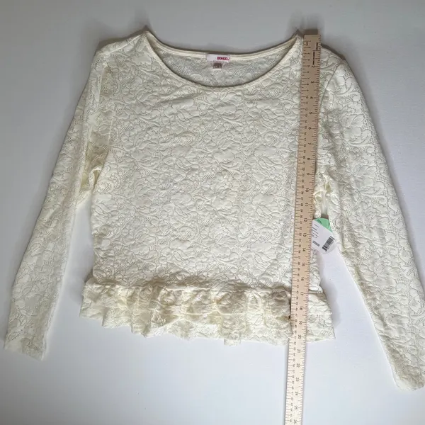NWT Bongo Floral Lace Peplum Shirt Large Cream‎ 90s Y2K Layering Sheer Boho - Image 10