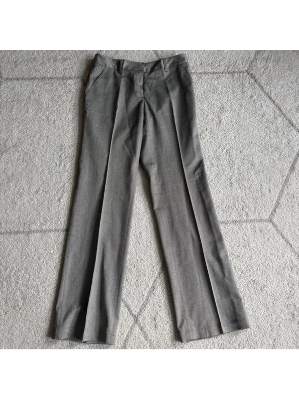 Michael Michael Kors Gray Herringbone Dress Pants Straight Leg Career Workwear - Image 2