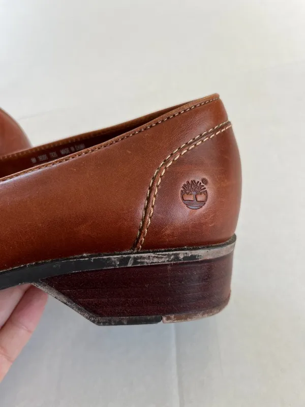 Timberland Womens Sz 9 SMART Brown Leather Shoes Slip On Loafer - Image 3