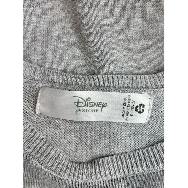 Disney Store Minnie Mouse Sweater M Gray Striped Sleeve Top - Image 3