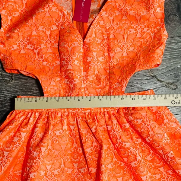 Neon Floral Brocade Fit & Flare Cut Out‎ Sides 0308 - Image 11