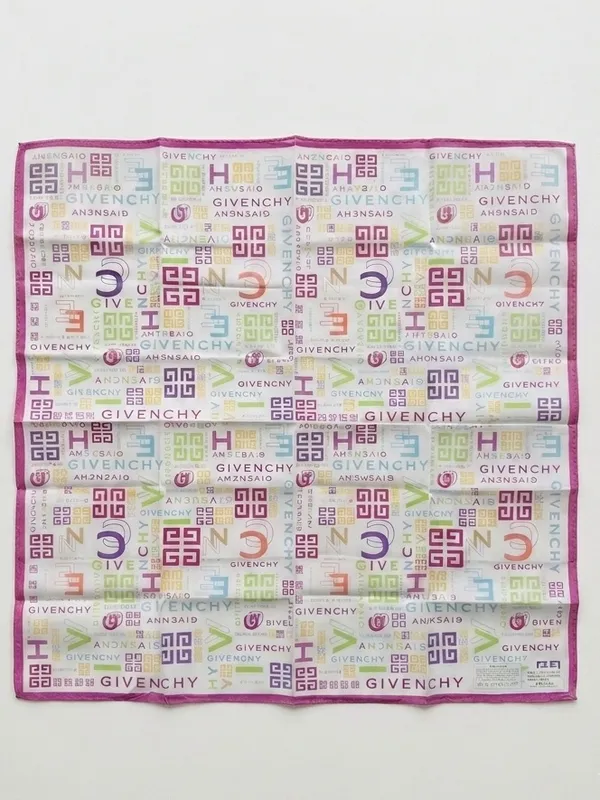 Givenchy 4G Logo Multicolor Pastel Vintage Cotton Handkerchief Bandana Scarf - Image 2