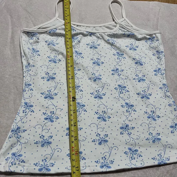 INC International Concepts Blue and White Fitted Camisole - Image 4
