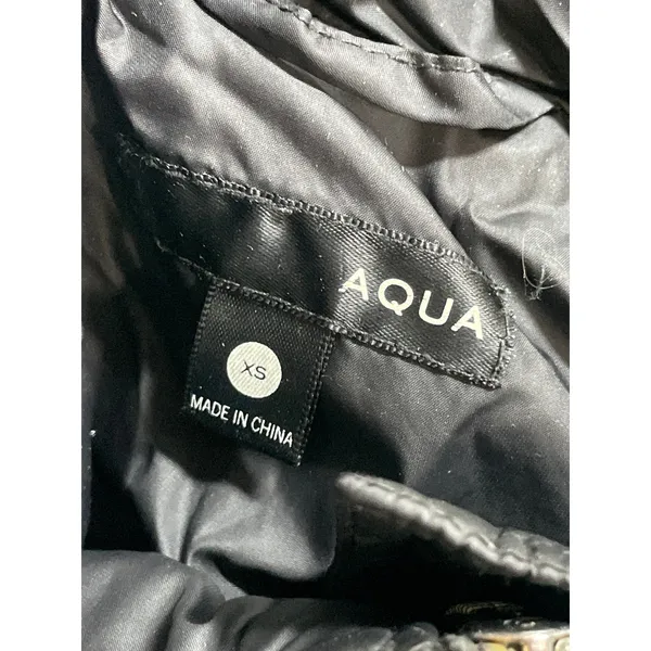 Aqua Black Faux Fur Trim Quilted Long Sleeve Hooded Puffer Parka Coat Jacket XS - Image 5
