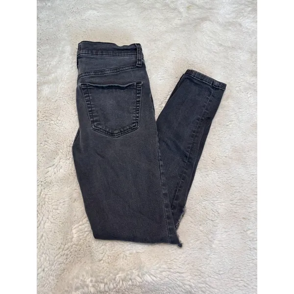 Free People Black Distressed Denim Jeans | Size 26 - Image 3
