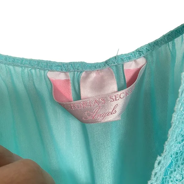 Y2K Victoria's Secret Blue Sheer Babydoll Slip Nightie‎ Lace Large Romantic - Image 4
