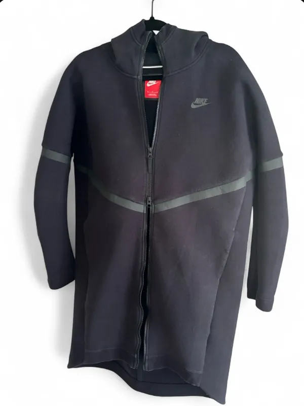 Nike Tech Fleece Longline Cocoon Full Zip Jacket Womens Black Coat Size Medium - Image 2
