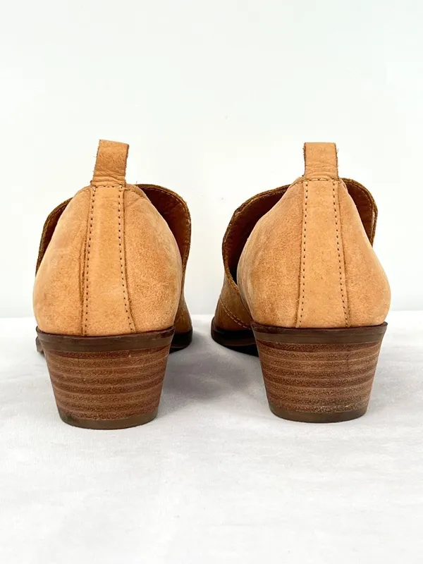 Lucky Brand Mahzam Camel Tan Leather Cutout Pointed Toe Stacked Heel Booties 9M - Image 8