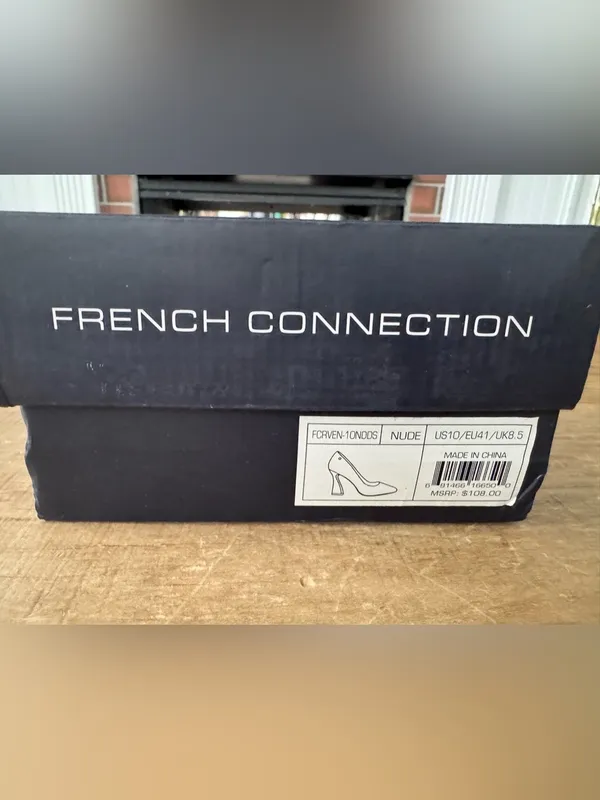 NEW IN BOX French Connection Nude Raven Pumps Flared Block Heel ~ size 10 - Image 5