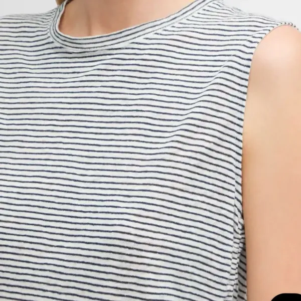 NWT Frame striped black white muscle tank‎ tie cinches large relaxed fit basic - Image 5
