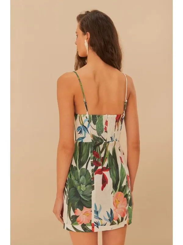 NWOT Farm Rio Midnight Macaw Fiesta Linen Sleeveless Mini Dress Size L - Image 5