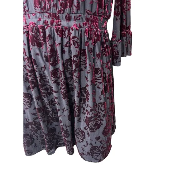 Modcloth Very Visionary Red Velvet Dress Burnout Large Bell Sleeve Edwardian - Image 9