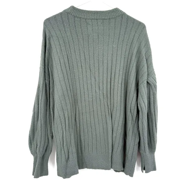 Aerie Size XS Oversized Pullover Style Sweater Mossy Green Ribbed‎ Crewneck - Image 2