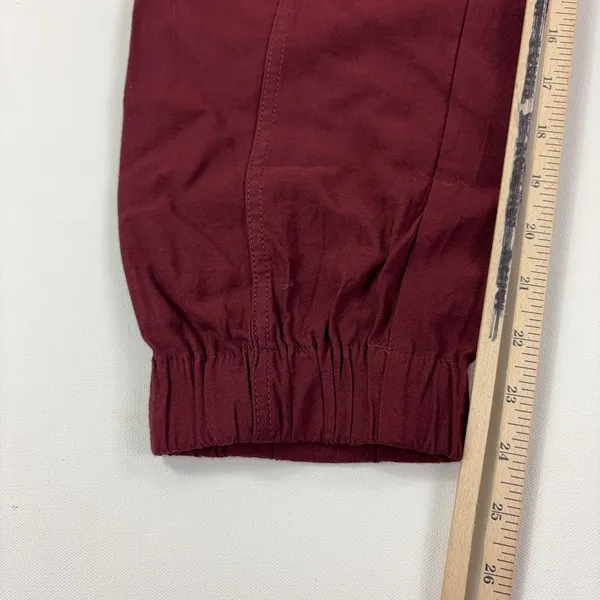 Madewell Pants Womens M Red Twill Relaxed Jogger Elastic Waist Cuffed Pockets - Image 4