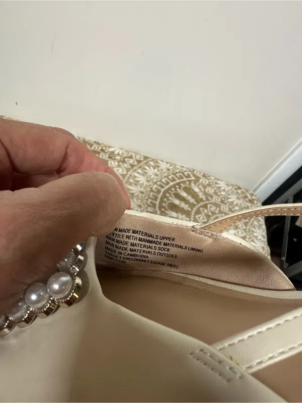 a new day Cream Pearl-Embellished Pointed Slingback Flats - Image 5