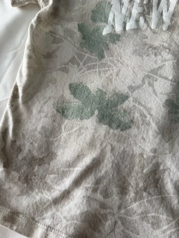 Light Green And White Camouflage Print “New York” Cropped Tee - Image 4