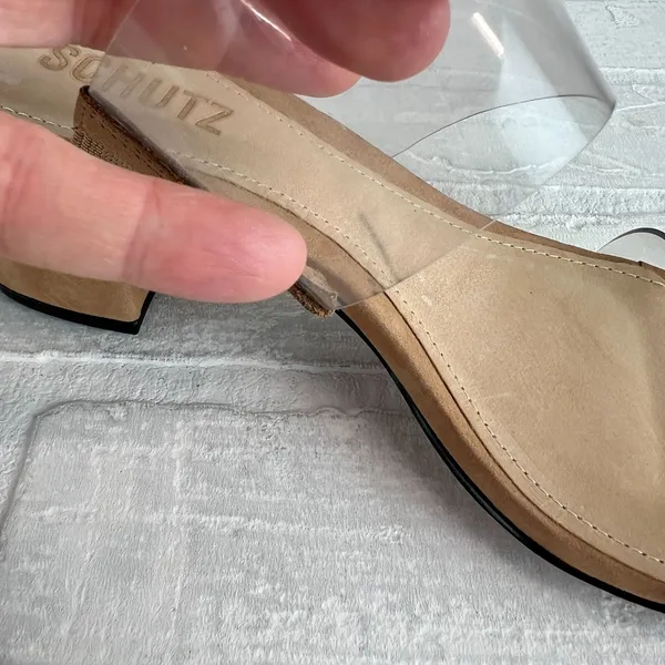 SCHUTZ Heels Victorie Womens 7.5 Nude Transparent 2‎ Strap Block Heel Sandals B - Image 11