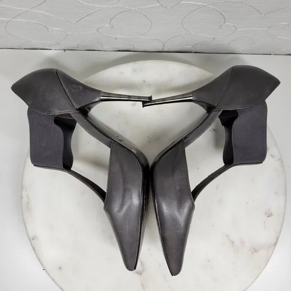 Elizabeth & James Stiletto Heels Womens 8 Gray Leather T-Strap Metal Spike Heel - Image 11