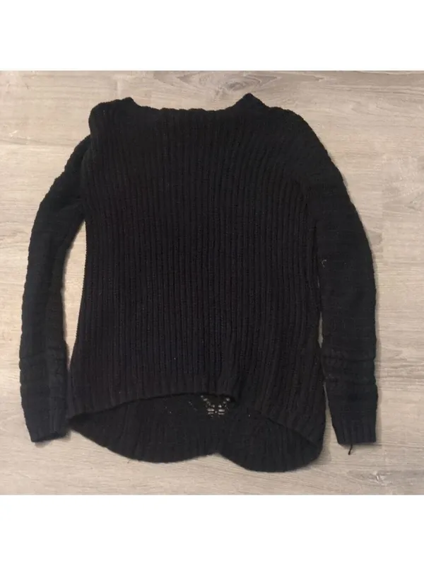 Mango casual black chunky knit sweater size medium - Image 3