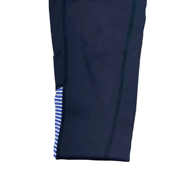 Athleta Leggings Size XS Black W/‎ Purple White Striped Stretch Athleisure 24X20 - Image 3