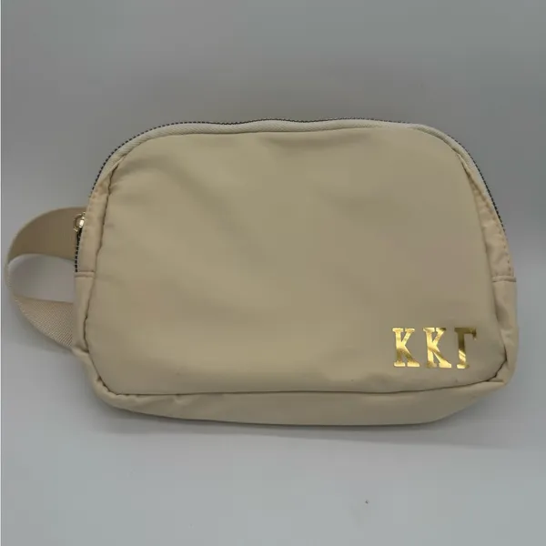 Kappa Kappa Gamma Sorority Crossbody Sling Belt Bag Fanny Pack Off White Cream - Image 3