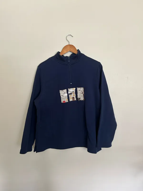 Halloween 1/4 zip Blue Size XL - Image 2