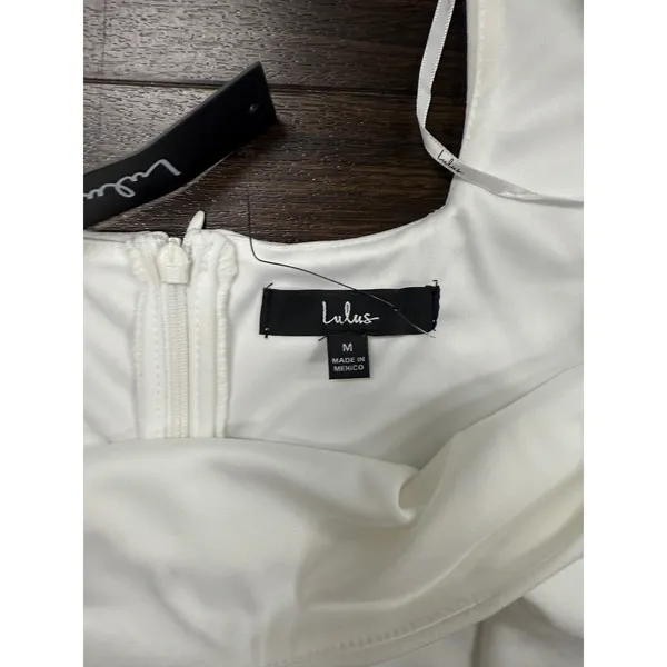 Lulus White Organza Mesh‎ Puff Sleeve Mini Dress Size Medium NWT - Image 3