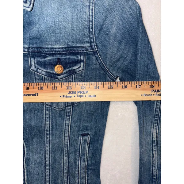 J.Crew Trademark Women Medium Wash Blue Denim Trucker Jacket XXS cotton‎ blend - Image 5