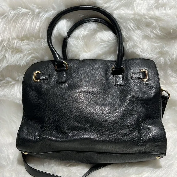 MICHAEL KORS Tumbled Black Leather Crossbody‎ Satchel Gold Hardware A27 - Image 6