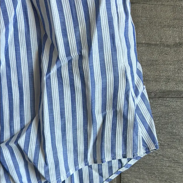 Veronica Beard Blue and White Striped One Piece with Ruffled Overlay - Image 4