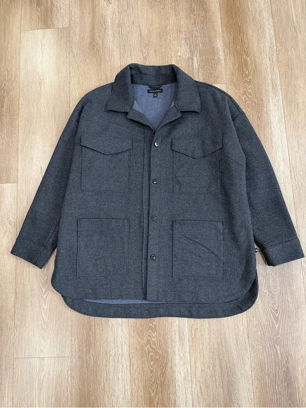 Banana Republic Solid 4 Pocket Shacket Oversized Jacket Dark Charcoal Size XL - Image 5
