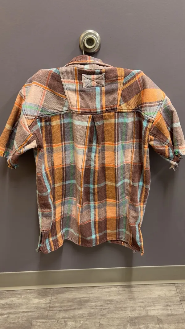 We The Free Vintage Crush Plaid Shirt Brown Combo - Image 3