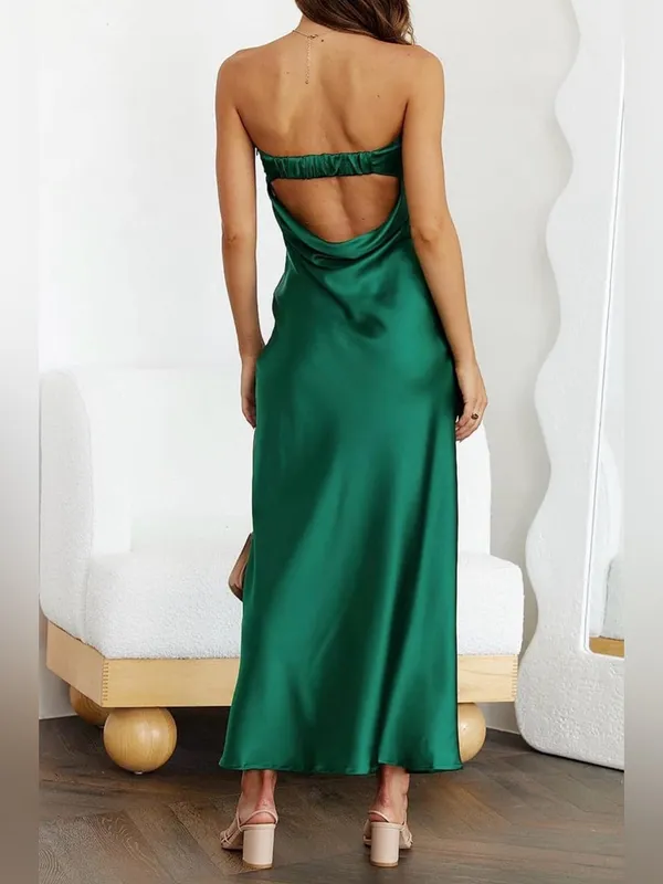 Merokeety NEW Strapless Sleeveless Bodycon Backless Ribbed Knit Dress S - Image 4