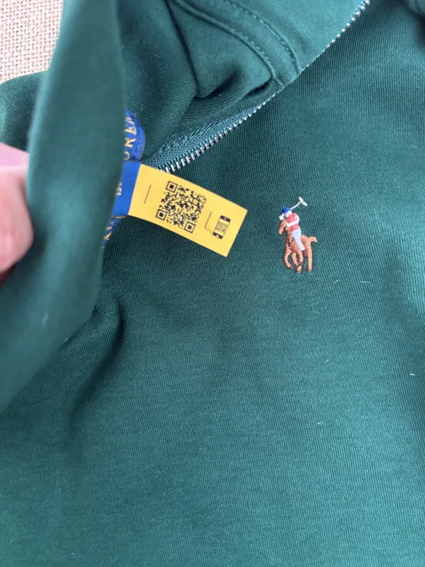 Polo Ralph Lauren Green Estate-Rib Quarter-Zip Pullover Sweatshirt M 10-12 - Image 8