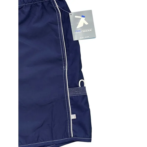Tek Gear Women's Blue Athletic Bungee Drawstring Cargo Pocket‎ Shorts New Swim L - Image 2
