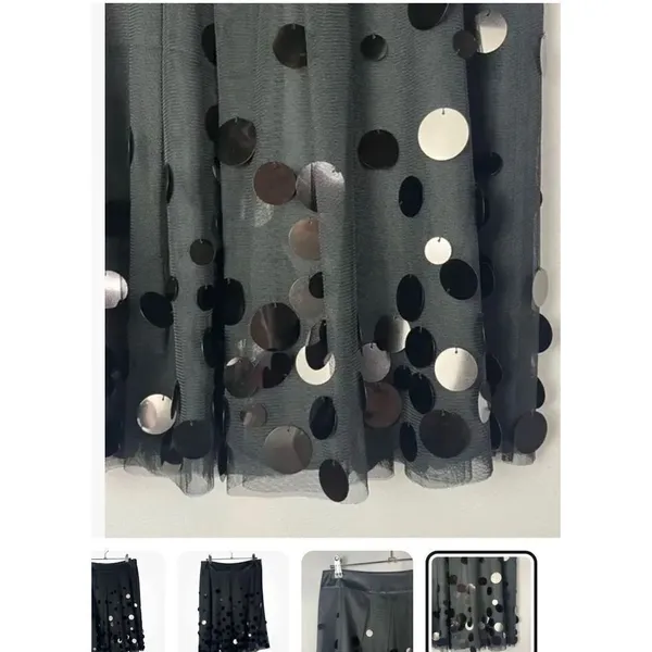 Ann Taylor Petite Black Sequin Tulle A-Line Skirt 2 - Image 2