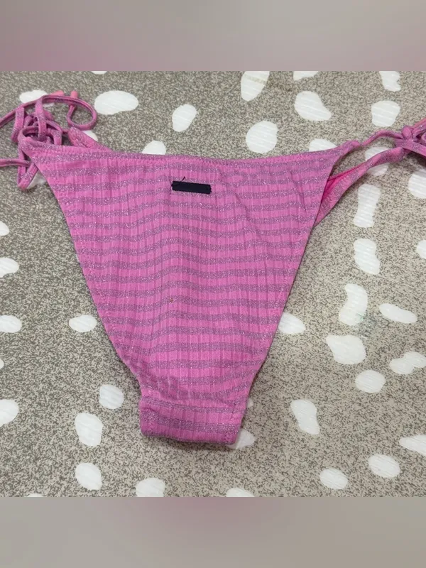 Triangl Swimwear Bikini Bottoms tie sides glitter striped cheeky ribbed vinca - Image 2